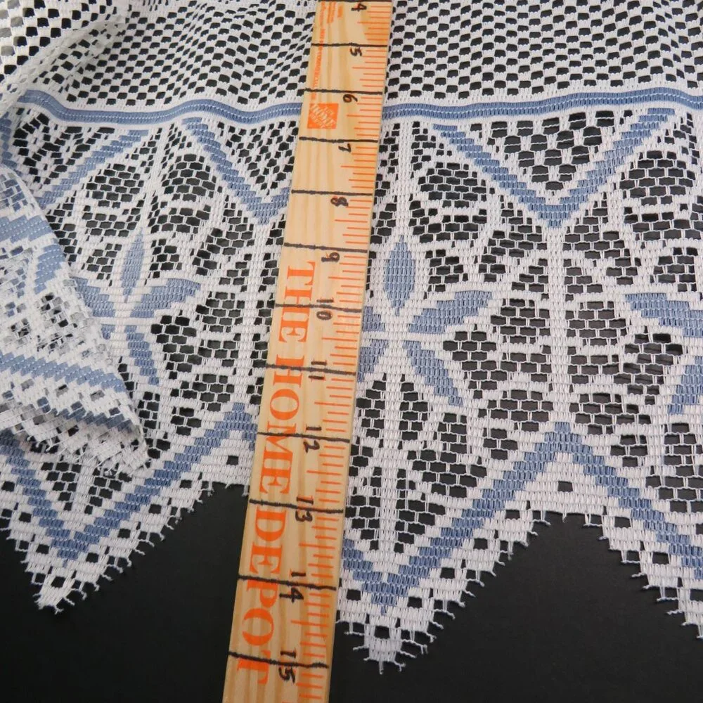 vintage-style lace valance (café curtain)blue pattern & triangle edge #2